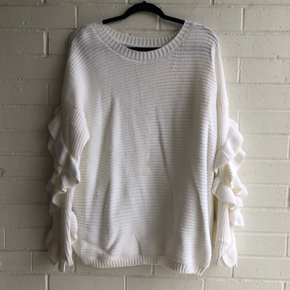 Main Strip Ruffle Sleeve Sweater - Picture 2 of 5